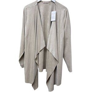 Soft Surroundings Faux Suede Jacket Plus Size 2X Stretch Beige Draped NWT
